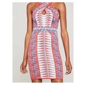 NWT BCBGMaxAzria Padma Knit Crossover Halter Bandage Mini Dress Medium 2461